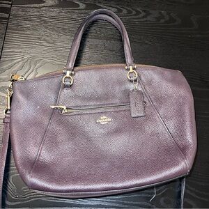 Coach Satchel Black Refined Pebbled Leather Crossbody Bag Purse PRE-OWNED Mauve